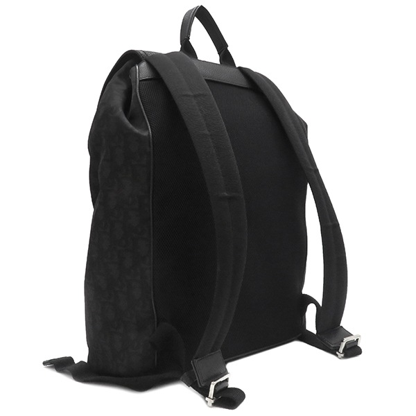 クリスチャン・ディオール Christian Dior リュック・デイパック MOTION バックパック キャンバス レザー ブラック シルバー金具 モーション オブリーク 黒 【中古】