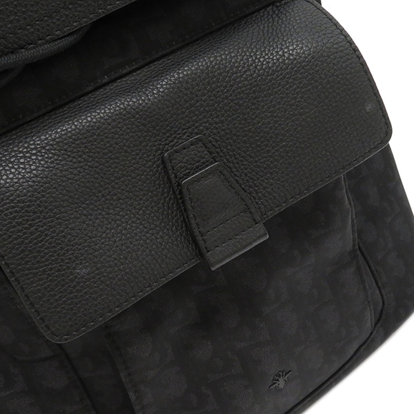 クリスチャン・ディオール Christian Dior リュック・デイパック MOTION バックパック キャンバス レザー ブラック シルバー金具 モーション オブリーク 黒 【中古】