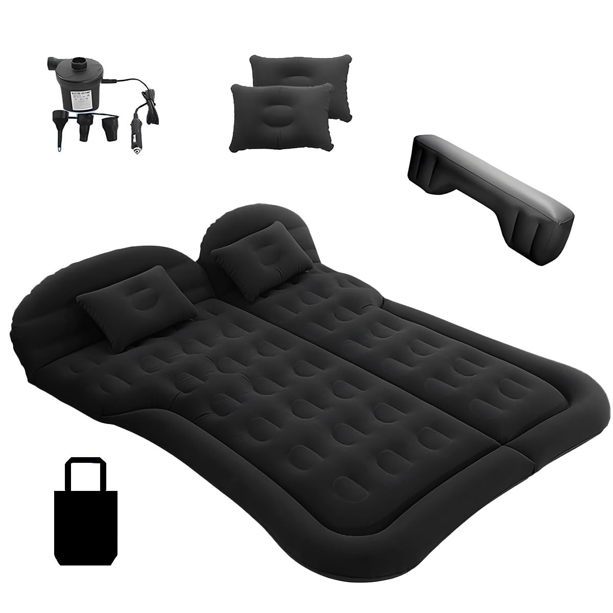 車中泊マット 車載エアーベッド 後部座席エアーベッド エアーマット カーマットレス ギャップパッド ベッド 車用品 折畳み式 車中泊 便利グッズ キャンプ用品 ウトドア 電気ポンプ 枕つき 収納袋付