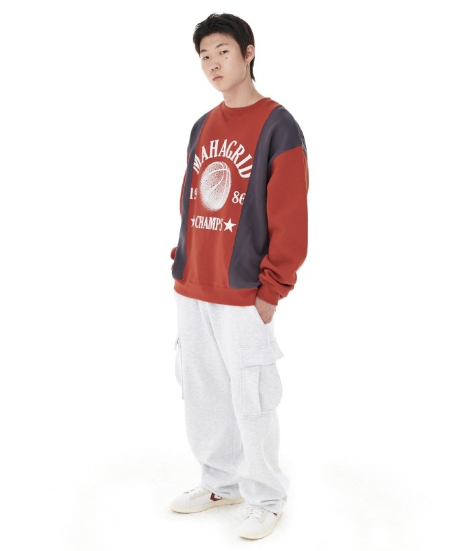 さらに100円引き◆MAHAGRID◆BASKETBALL SPLIT SWEATSHIRT BASKETBALL SPLIT SWEATSHIRT[RED] - MAHAGRID