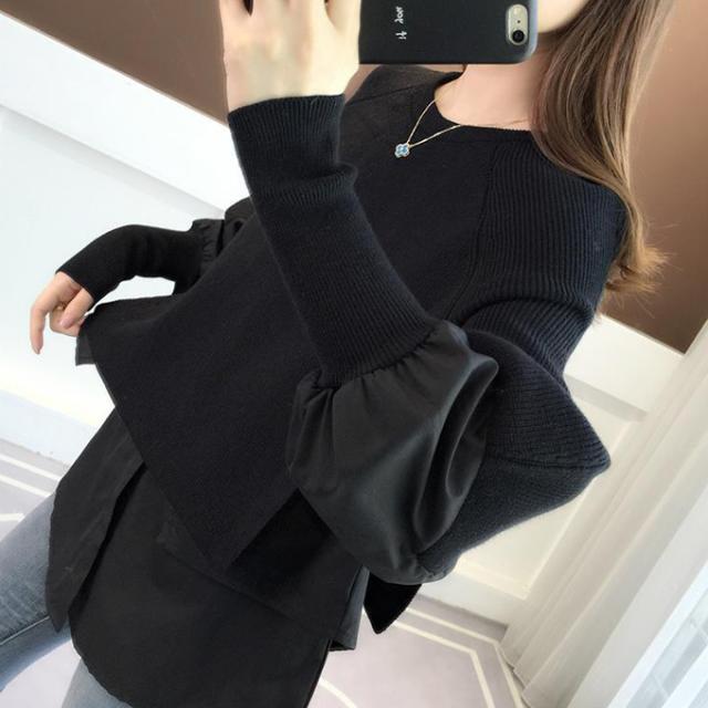 トップス 異素材 切り替え ニット セーター 長袖 レイヤード風 ドッキング 重ね着風 オシャレ トレンド 人気 プチプラ おしゃれ見え 韓国ファッション レディース トップス 異素材 切り替え ニット セーター 長袖 レイヤード風 ドッキング 重ね着風 オシャレ トレンド 人気 プチプラ おしゃれ見え 韓国ファッション レディース