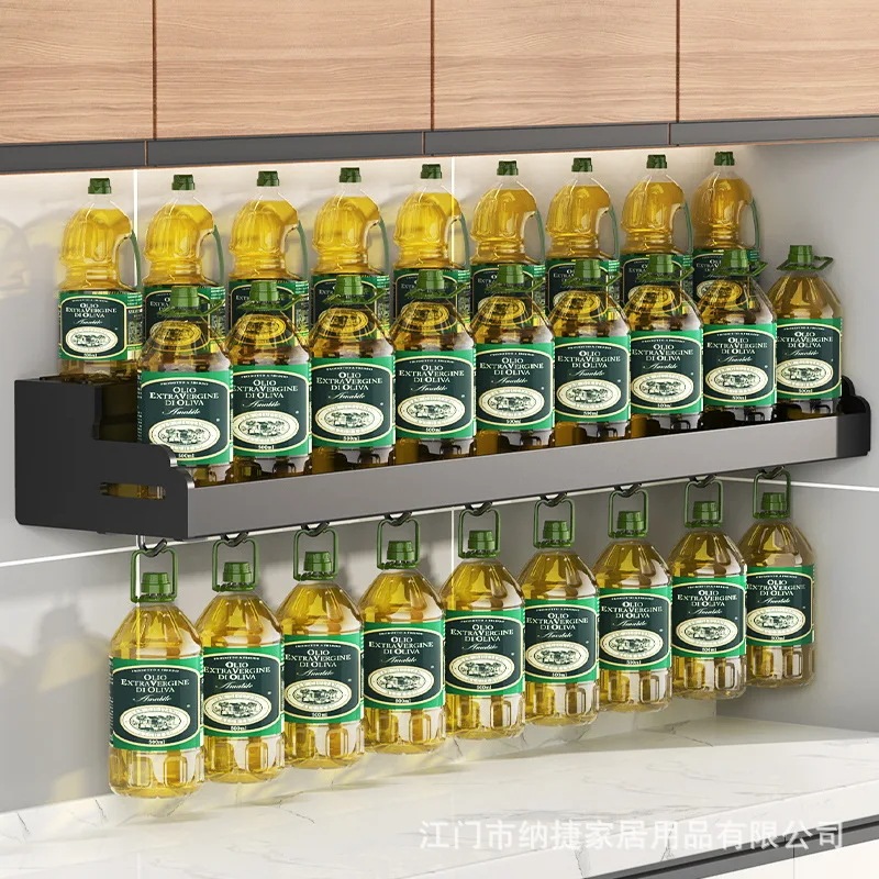 ステンレス製の壁掛け式調味料ラック,家庭用多機能キッチンナイフホルダー,無料のパンチング収納棚