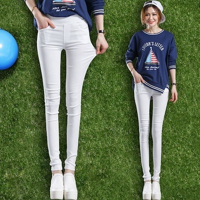レディースファッションホワイト&ブラックカジュアルストレッチスキニーレギンスペンシルパンツヨガパンツスリムパンツ(S-XXXL) レディースファッションホワイト&ブラックカジュアルストレッチスキニーレギンスペンシルパンツヨガパンツスリムパンツ(S-XXXL)