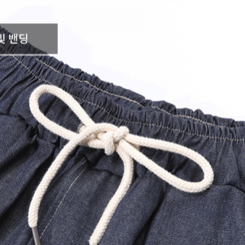 (Juans) デニム配色ワンポケットワイドバンディングパンツ ECCP3223 (Juans) デニム配色ワンポケットワイドバンディングパンツ ECCP3223