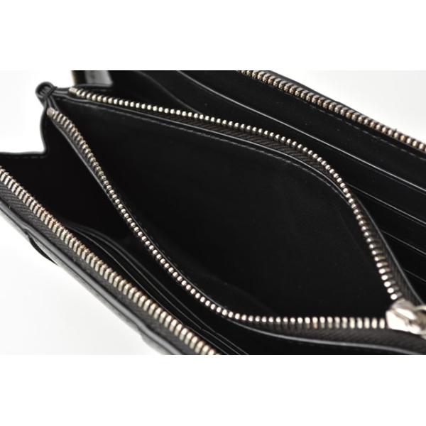 財布 未使用 BOTTEGA VENETA 長財布/イントレチャート ジップアップアラウンド 649607 カーフ ブラック