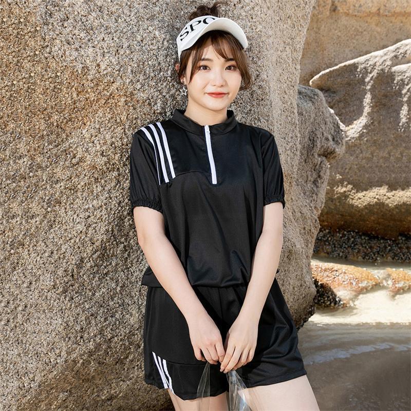 フィットネス水着 ぽっちゃり 学生 スポーツウェア風 水着セット シンプル 体型カバー ブラック プール 新作 フレッシュガール 海 黒 大きいサイズ フィットネス水着 ぽっちゃり 学生 スポーツウェア風 水着セット シンプル 体型カバー ブラック プール 新作 フレッシュガール 海 黒 大きいサイズ