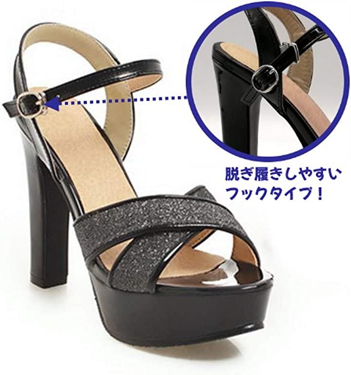 厚底サンダル レディース ハイヒール 12cm バックベルト( ブラック, 23.5 cm) 厚底サンダル レディース ハイヒール 12cm バックベルト( ブラック, 23.5 cm)