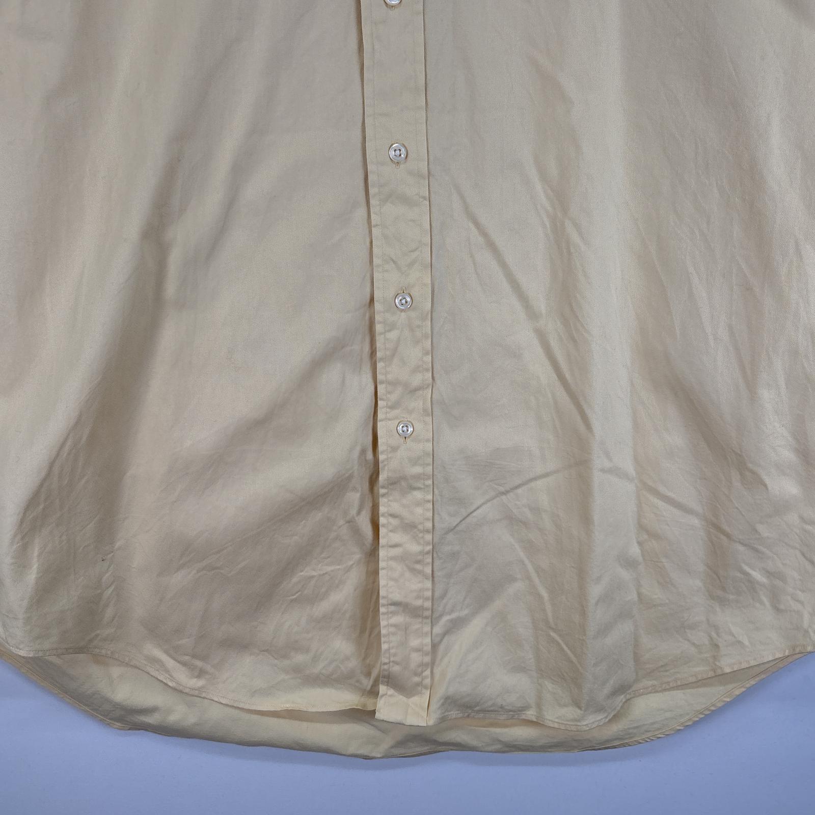 古着 90s/90年代 長袖シャツ ボタンダウンシャツ ワンポイント ロゴ 刺繍 大きいサイズ XL イエロー系 無地 メンズ 古着 90s/90年代 長袖シャツ ボタンダウンシャツ ワンポイント ロゴ 刺繍 大きいサイズ XL イエロー系 無地 メンズ