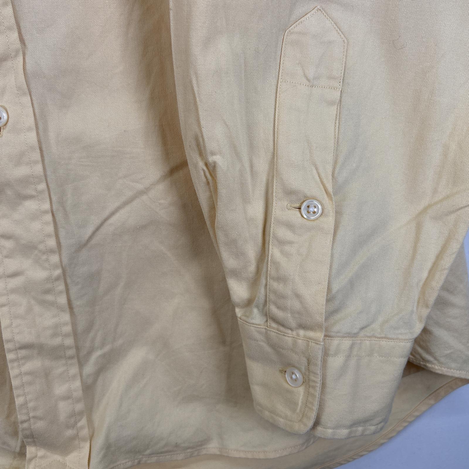 古着 90s/90年代 長袖シャツ ボタンダウンシャツ ワンポイント ロゴ 刺繍 大きいサイズ XL イエロー系 無地 メンズ 古着 90s/90年代 長袖シャツ ボタンダウンシャツ ワンポイント ロゴ 刺繍 大きいサイズ XL イエロー系 無地 メンズ