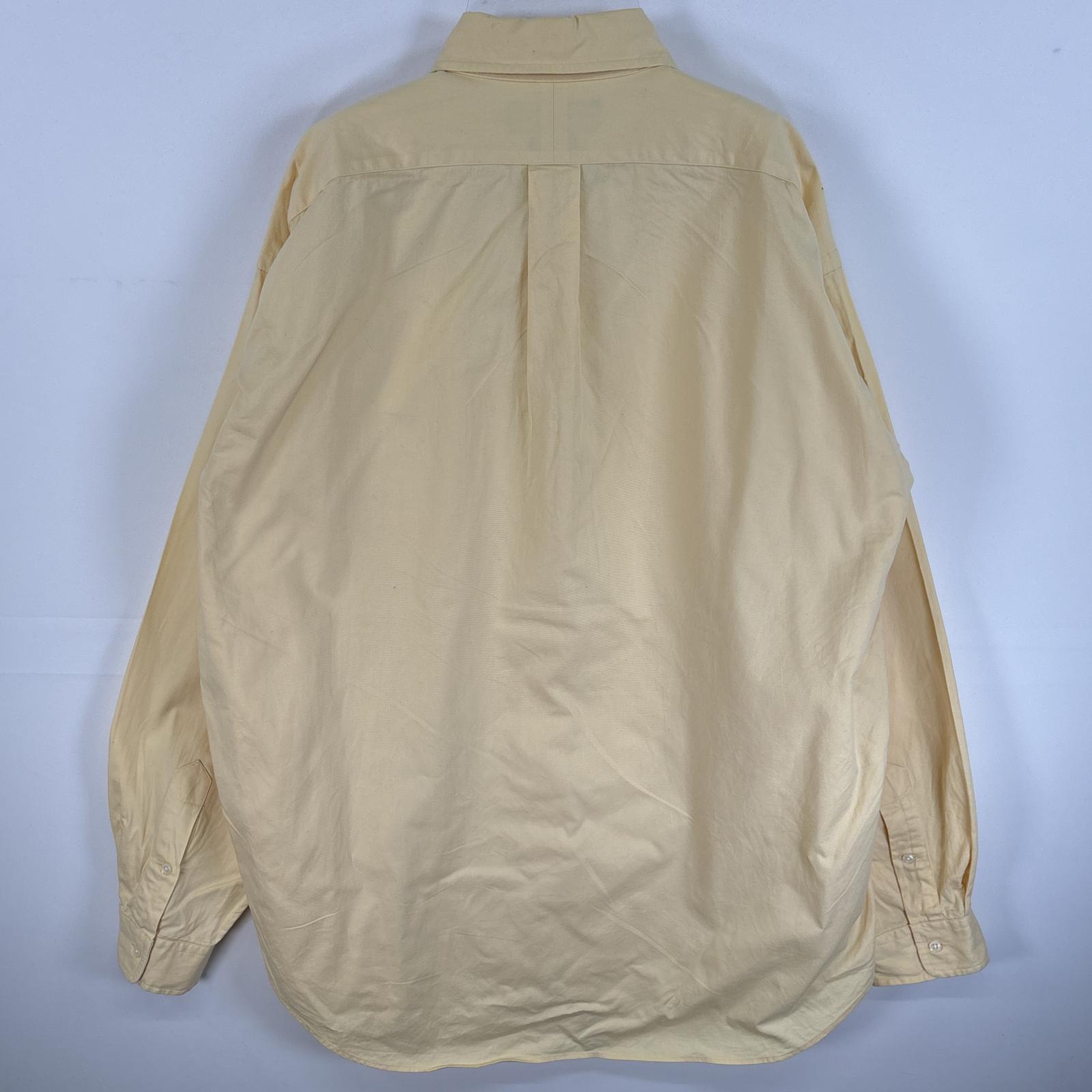 古着 90s/90年代 長袖シャツ ボタンダウンシャツ ワンポイント ロゴ 刺繍 大きいサイズ XL イエロー系 無地 メンズ 古着 90s/90年代 長袖シャツ ボタンダウンシャツ ワンポイント ロゴ 刺繍 大きいサイズ XL イエロー系 無地 メンズ