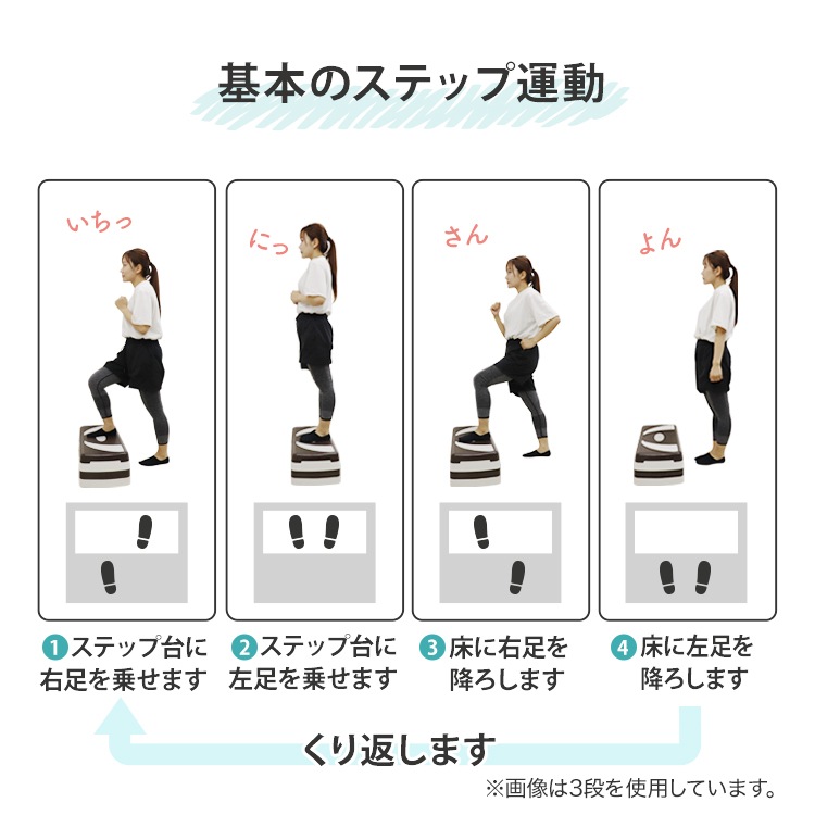 ステップ台 エクササイズ ステップ 4段 踏み台 昇降台 高さ調節 エアロビクスステップ 4段階高さ調整 滑り止め加工 スローステップ ステッパー 踏み台昇降 昇降運動 ダイエット トレーニング