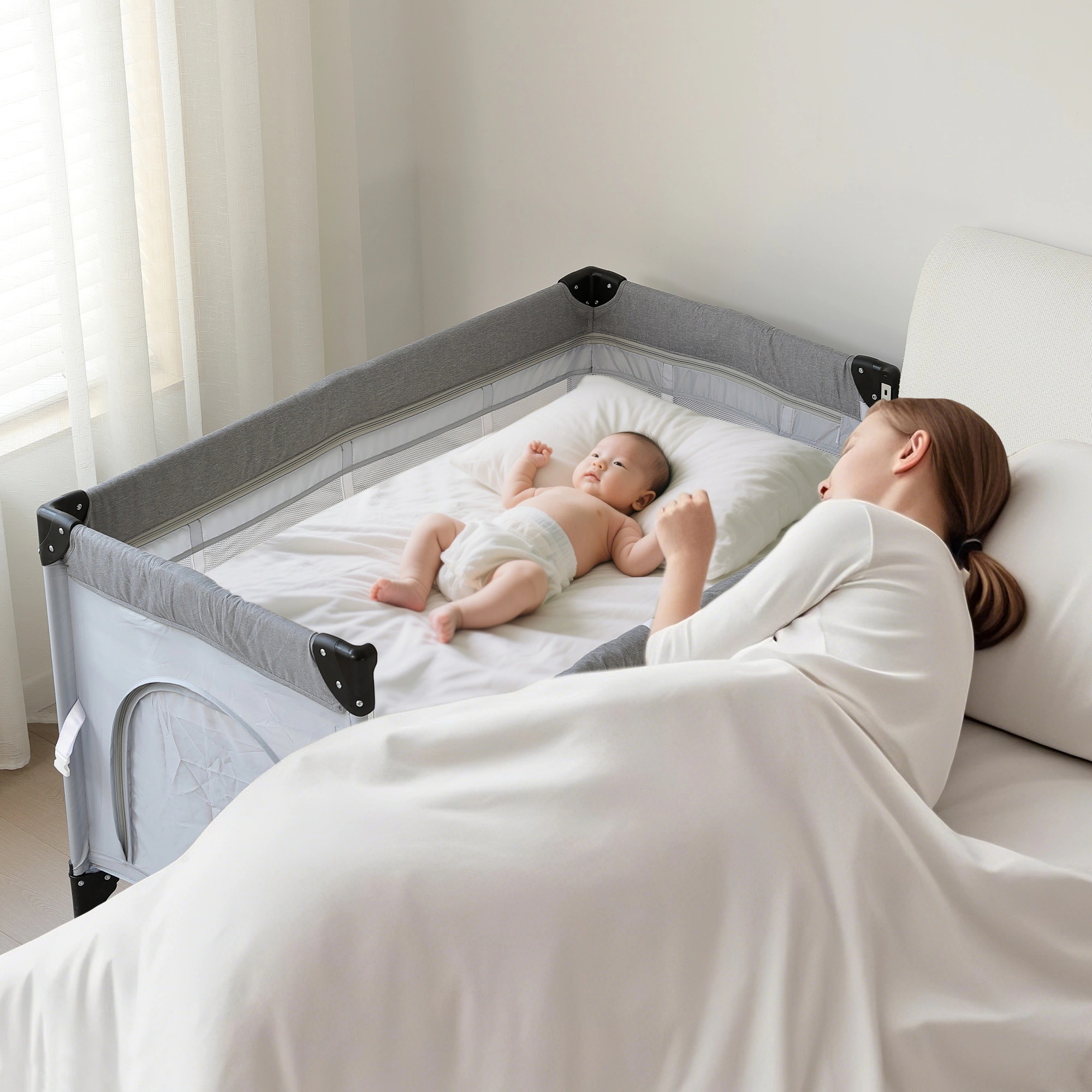 【安心保証】ベビーベッド ベビーサークル 折りたたみ 添い寝ベッド プレイヤード 片サイド高さ調整可能 お昼寝マット キャリーバッグ付 マットレス付 キャスター付き 多機能 軽量 出産祝い 【安心保証】ベビーベッド ベビーサークル 折りたたみ 添い寝ベッド プレイヤード 片サイド高さ調整可能 お昼寝マット キャリーバッグ付 マットレス付 キャスター付き 多機能 軽量 出産祝い