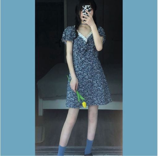 レトロ風 ワンピース 半袖 春夏 かわいい Aライン フレア ワンピドレス ショート ショート丈 膝上 Vネック フリルカラー スリム 細身 Aライン レース 青 ブルー 大人カラー 春カラー S M レトロ風 ワンピース 半袖 春夏 かわいい Aライン フレア ワンピドレス ショート ショート丈 膝上 Vネック フリルカラー スリム 細身 Aライン レース 青 ブルー 大人カラー 春カラー S M