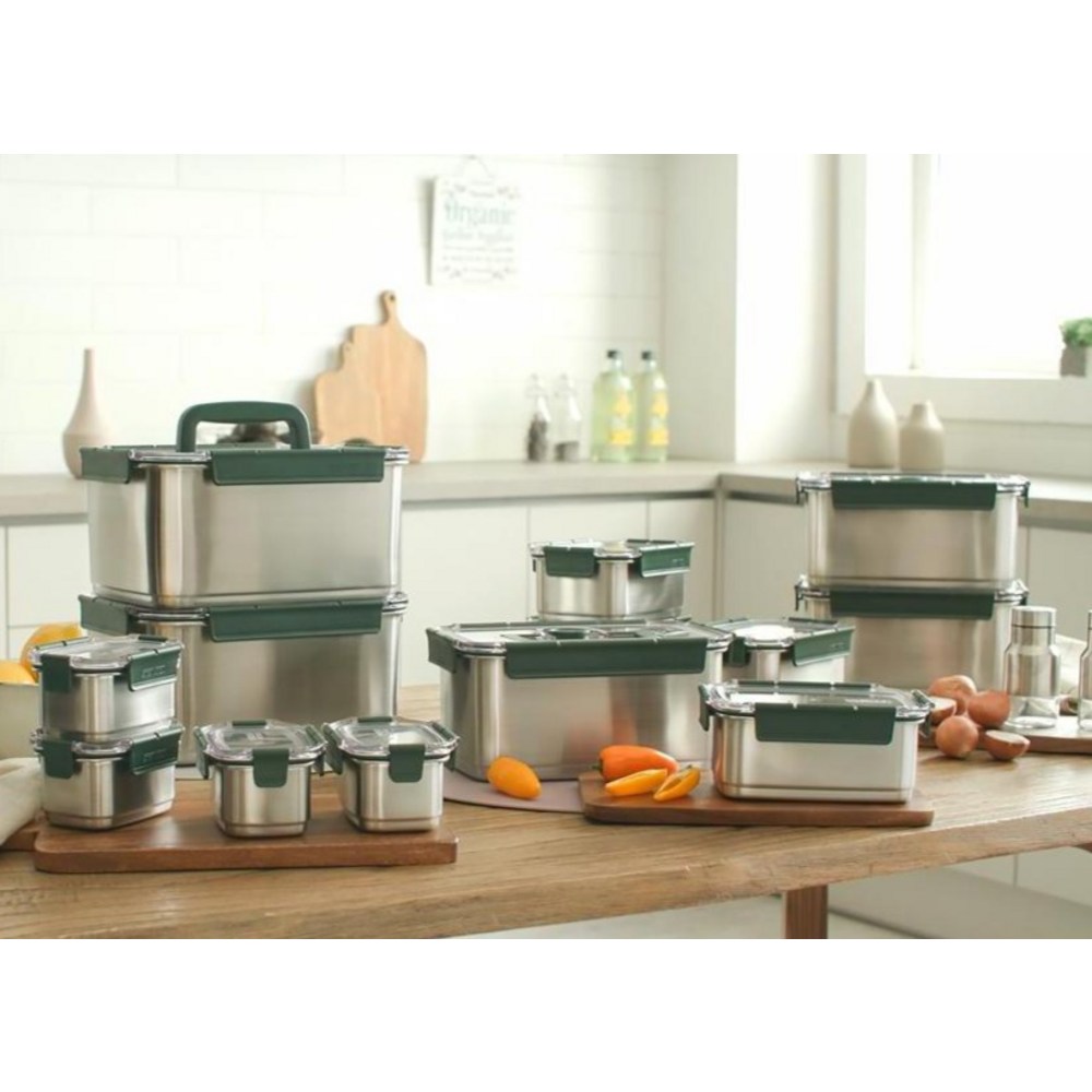 ステンラックステンモストSE密閉容器ブリティッシュグリーン2号340ml 2p + 6号1100mlセット 韓国産 保存容器 ステンレス製 タッパー 密閉容器 ステンラックステンモストSE密閉容器ブリティッシュグリーン2号340ml 2p + 6号1100mlセット 韓国産 保存容器 ステンレス製 タッパー 密閉容器