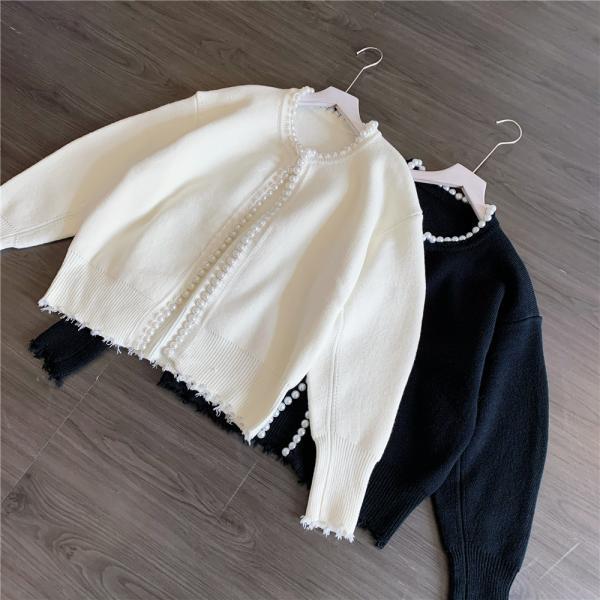 カーディガン 秋服 レディース 春 セーター ニット コート 長袖 真珠 冬 ノーカラージャケット トップス おしゃれ 着痩せ 通勤  カジュアル 前開き 羽織り 良い商品！カーディガン 秋服 レディース 春 セーター ニット