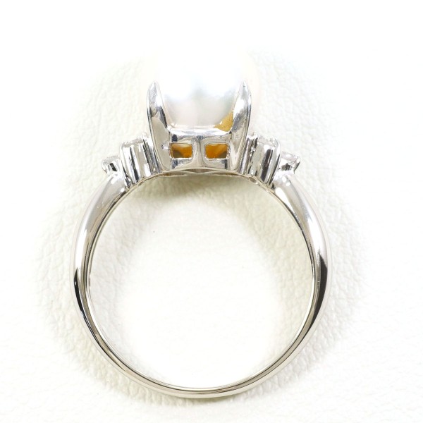 PT900 プラチナ リング 12号 パール(真珠) 約9mm ダイヤ 0.13 ジュエリー 中古 PT900 プラチナ リング 12号 パール(真珠) 約9mm ダイヤ 0.13 ジュエリー 中古