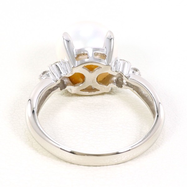 PT900 プラチナ リング 12号 パール(真珠) 約9mm ダイヤ 0.13 ジュエリー 中古 PT900 プラチナ リング 12号 パール(真珠) 約9mm ダイヤ 0.13 ジュエリー 中古