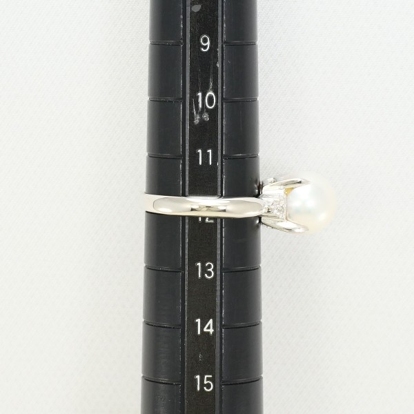 PT900 プラチナ リング 12号 パール(真珠) 約9mm ダイヤ 0.13 ジュエリー 中古 PT900 プラチナ リング 12号 パール(真珠) 約9mm ダイヤ 0.13 ジュエリー 中古