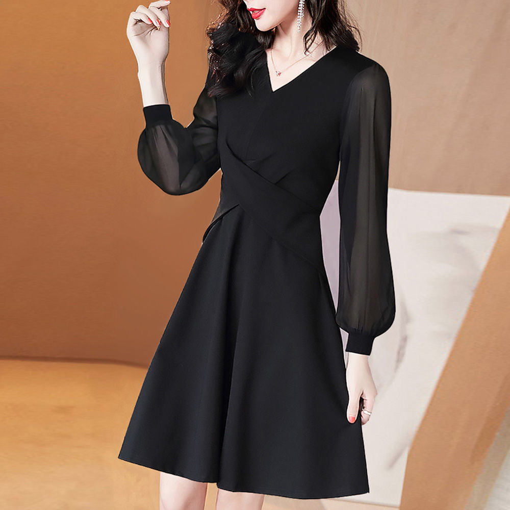 夏服2023ハイエンド外国風カバー腹小さな黒い服は薄くて気質の細いスカート 母の日