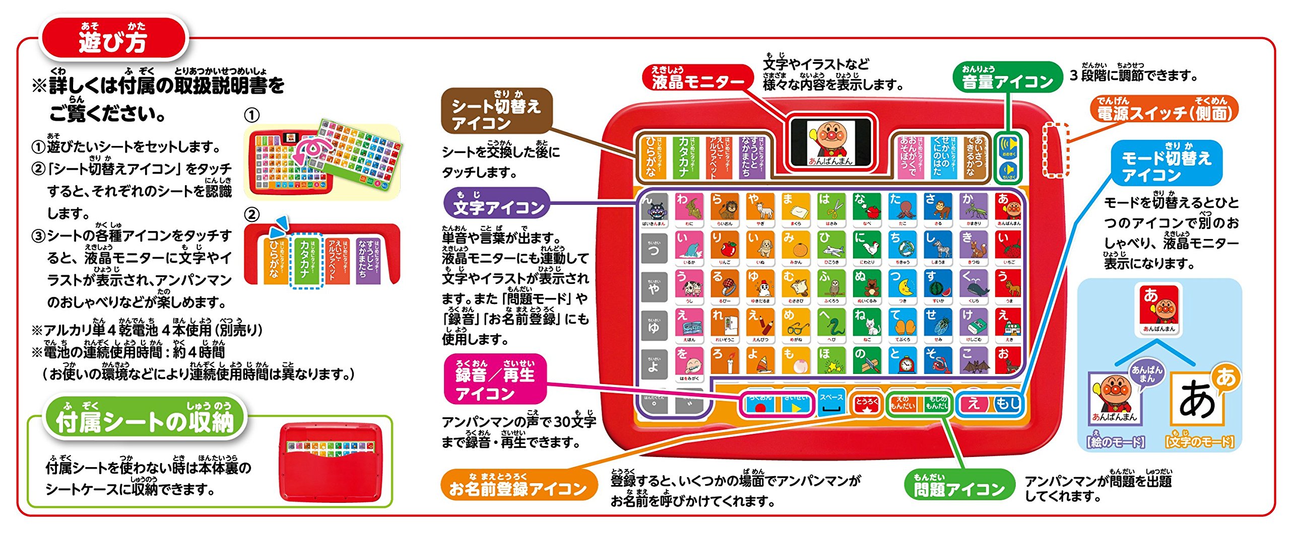 アンパンマン カラーキッズタブレット