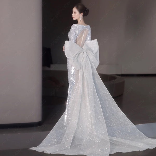 灰色 単語の肩 ドレス 宴会 気質 セレブ 花嫁 結婚式 演奏会