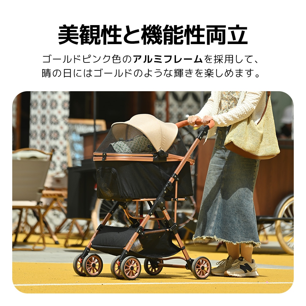 ペットカートアルミ製 分離式 取り外し可能 折りたたみ 多頭 中型犬 小型犬 猫 2way 軽量 ストッパー付き 4輪 組立簡単 工具不要 介護用 ドッグカート ペットバギー 犬 猫 動物 ペット