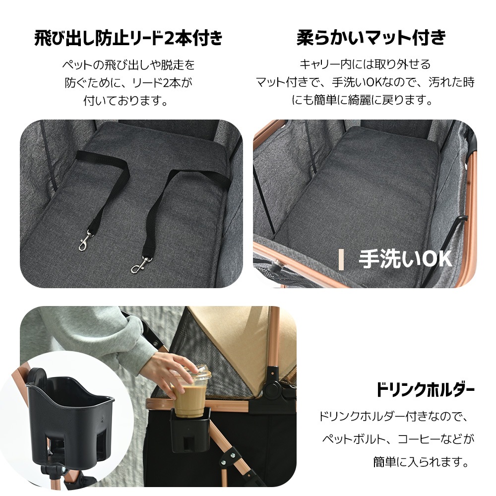 ペットカートアルミ製 分離式 取り外し可能 折りたたみ 多頭 中型犬 小型犬 猫 2way 軽量 ストッパー付き 4輪 組立簡単 工具不要 介護用 ドッグカート ペットバギー 犬 猫 動物 ペット