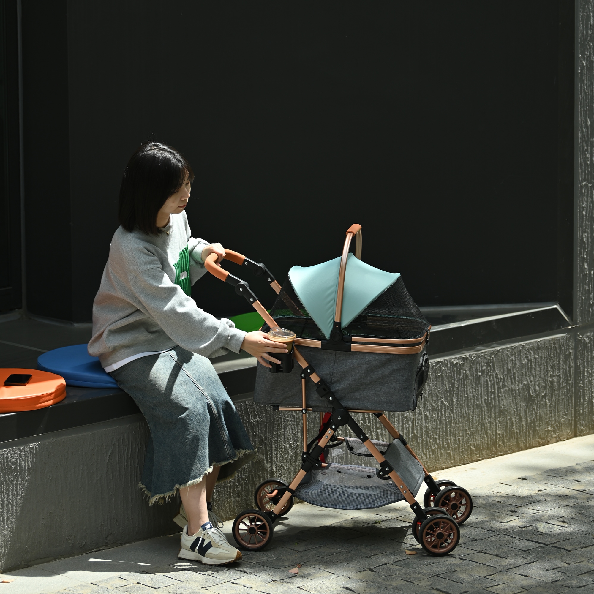 ペットカートアルミ製 分離式 取り外し可能 折りたたみ 多頭 中型犬 小型犬 猫 2way 軽量 ストッパー付き 4輪 組立簡単 工具不要 介護用 ドッグカート ペットバギー 犬 猫 動物 ペット