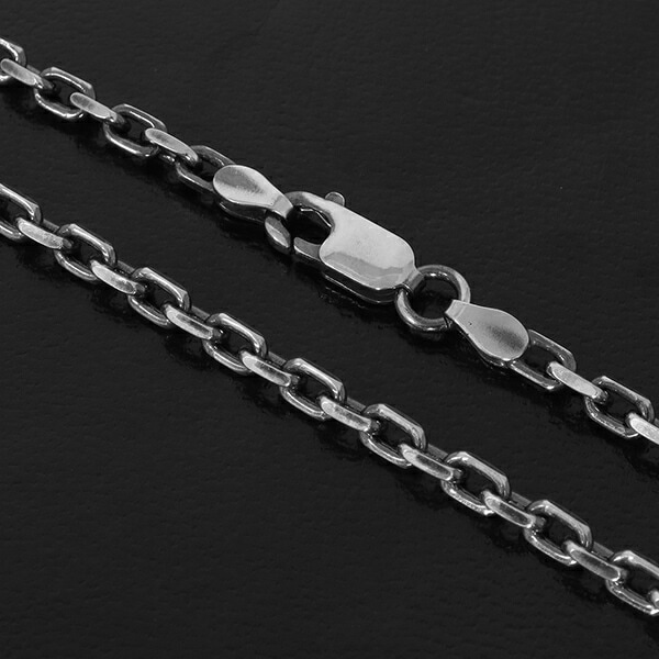 シルバーチェーン ネックレス チェーン いぶしあずきチェーン 2面カット 幅約2.8mm 60cm シルバーチェーン ネックレス チェーン いぶしあずきチェーン 2面カット 幅約2.8mm 60cm