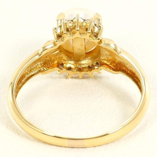 K18 18金 YG リング 13号 パール(真珠) 約6.5mm ダイヤ 0.11 中古 K18 18金 YG リング 13号 パール(真珠) 約6.5mm ダイヤ 0.11 中古