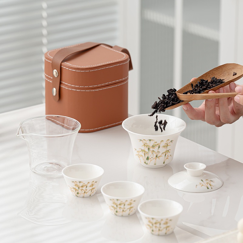 徳化白磁旅行蓋碗セット速客杯車載携帯アウトドア茶器キャンプポット実用 徳化白磁旅行蓋碗セット速客杯車載携帯アウトドア茶器キャンプポット実用