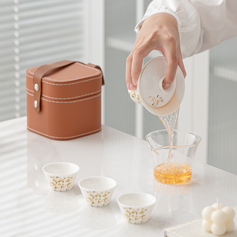 徳化白磁旅行蓋碗セット速客杯車載携帯アウトドア茶器キャンプポット実用 徳化白磁旅行蓋碗セット速客杯車載携帯アウトドア茶器キャンプポット実用