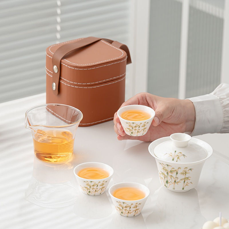 徳化白磁旅行蓋碗セット速客杯車載携帯アウトドア茶器キャンプポット実用 徳化白磁旅行蓋碗セット速客杯車載携帯アウトドア茶器キャンプポット実用