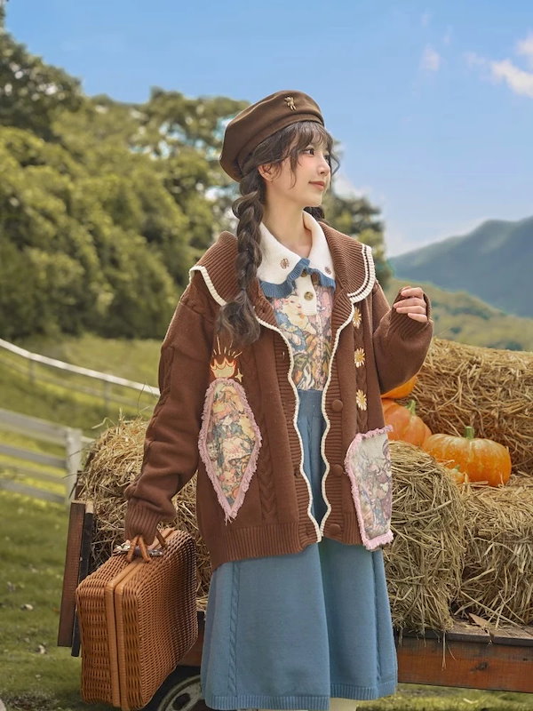 【新品タグ付き】TODAYFUL ダークブラウン レースカーディガン Qoo10] Meladスタイルダークブラウンカーディ