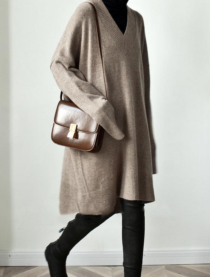 【送料無料】レディース ニット セーター ロング丈 長袖 ゆるかわ オーバー Vネック 【送料無料】レディース ニット セーター ロング丈 長袖 ゆるかわ オーバー Vネック