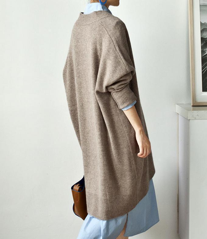 【送料無料】レディース ニット セーター ロング丈 長袖 ゆるかわ オーバー Vネック 【送料無料】レディース ニット セーター ロング丈 長袖 ゆるかわ オーバー Vネック