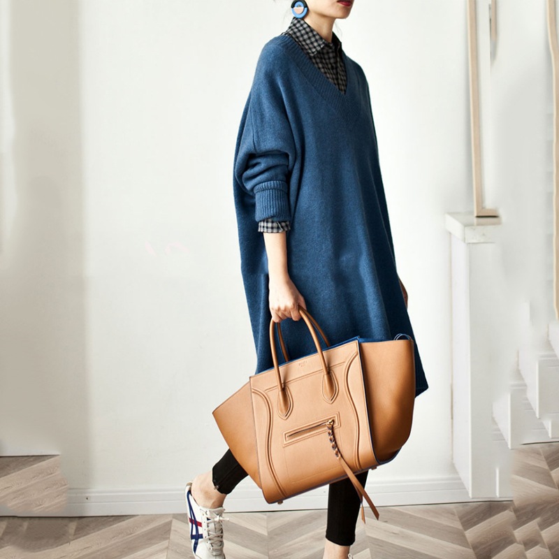 【送料無料】レディース ニット セーター ロング丈 長袖 ゆるかわ オーバー Vネック 【送料無料】レディース ニット セーター ロング丈 長袖 ゆるかわ オーバー Vネック