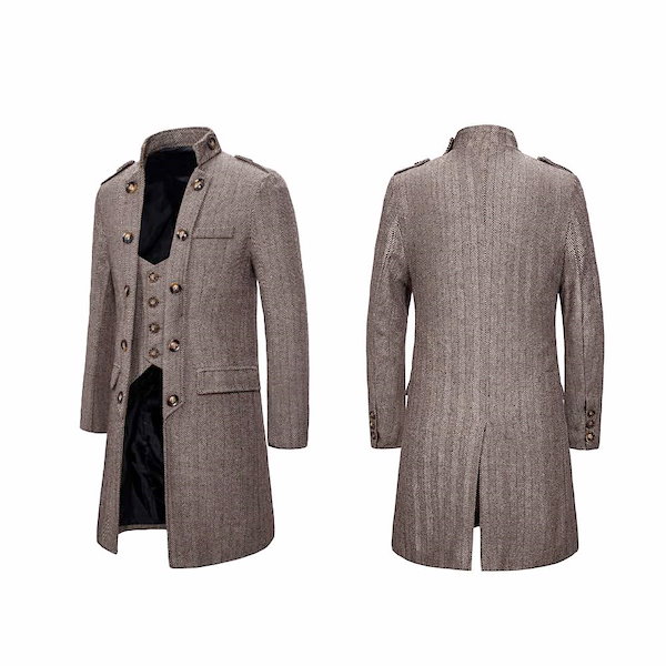 Qoo10] チェスターコート メンズ スタンドカラー