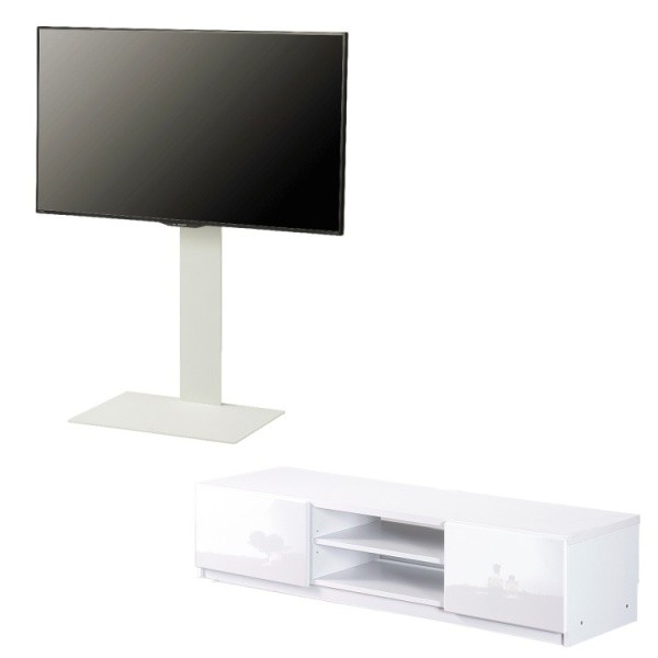 テレビスタンド ローボード セット 幅150cm テレビ台 2台組合せ 単体使用可 32～65v対応 壁掛け風ボード 背面コード収納 木目調ラック