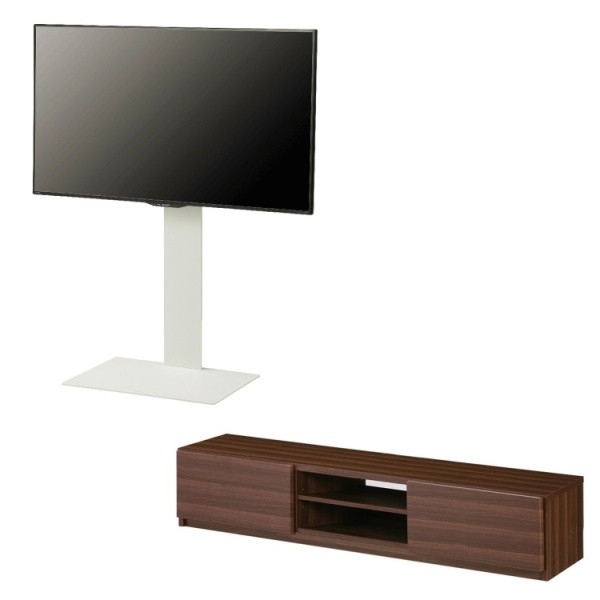 テレビスタンド ローボード セット 幅150cm テレビ台 2台組合せ 単体使用可 32～65v対応 壁掛け風ボード 背面コード収納 木目調ラック