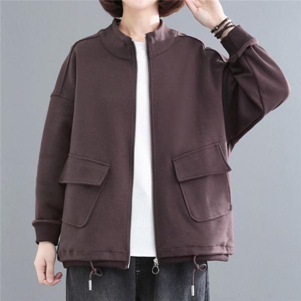 ブルゾン長袖ライトアウターレディースジャケット無地スウェットアウターショート丈春秋大きいサイズ20304050 ブルゾン長袖ライトアウターレディースジャケット無地スウェットアウターショート丈春秋大きいサイズ20304050