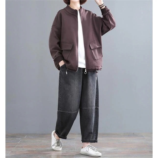 ブルゾン長袖ライトアウターレディースジャケット無地スウェットアウターショート丈春秋大きいサイズ20304050 ブルゾン長袖ライトアウターレディースジャケット無地スウェットアウターショート丈春秋大きいサイズ20304050