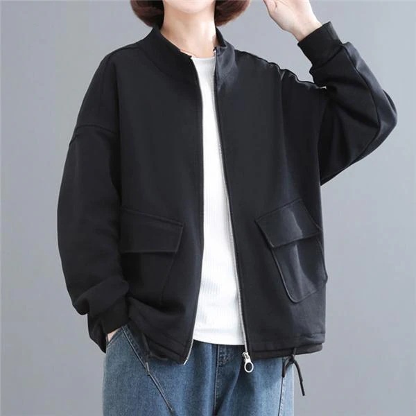 ブルゾン長袖ライトアウターレディースジャケット無地スウェットアウターショート丈春秋大きいサイズ20304050 ブルゾン長袖ライトアウターレディースジャケット無地スウェットアウターショート丈春秋大きいサイズ20304050