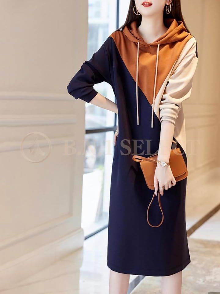 ワンピース パーカー レディース 春 秋 膝下 丈 カジュアル BN225( マルチカラー, L) ワンピース パーカー レディース 春 秋 膝下 丈 カジュアル BN225( マルチカラー, L)