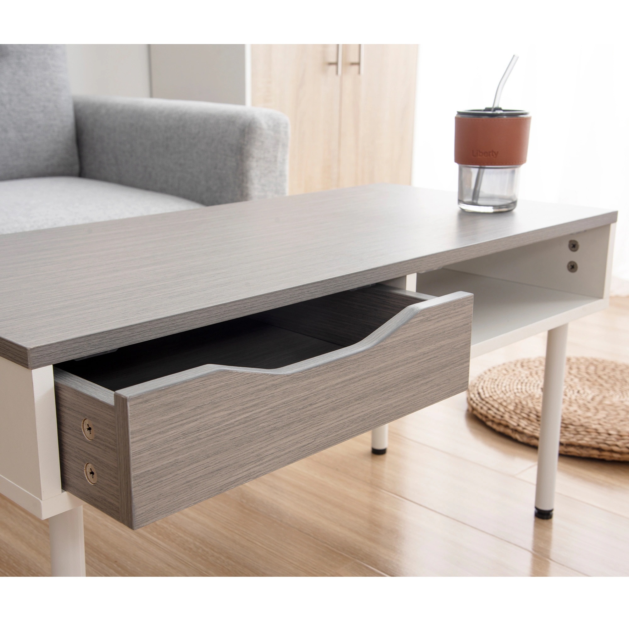 145【新SKU:298057】【新品登場】簡易テーブル ローテーブル センターテーブル リビングテーブル カフェテーブル ソファテーブル 引き出し1つ付き 組み立て簡単 【ホワイト+ナチュラル】 145【新SKU:298057】【新品登場】簡易テーブル ローテーブル センターテーブル リビングテーブル カフェテーブル ソファテーブル 引き出し1つ付き 組み立て簡単 【ホワイト+ナチュラル】