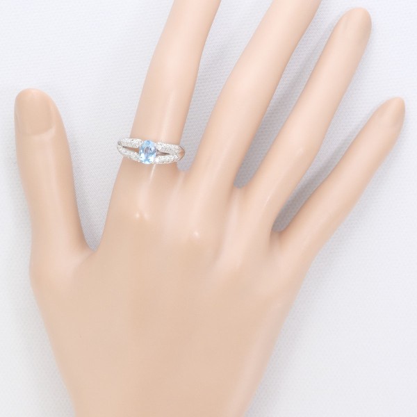 PT900 プラチナ リング 10.5号 ブルートパーズ 0.70 ダイヤ 0.31 中古 PT900 プラチナ リング 10.5号 ブルートパーズ 0.70 ダイヤ 0.31 中古