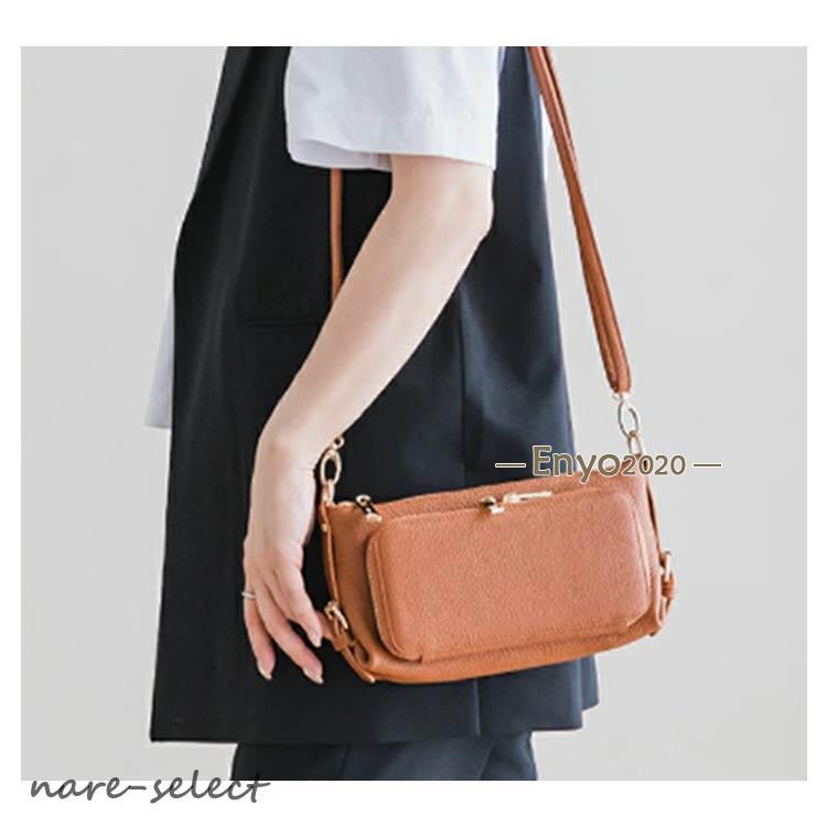 (girl shop)新品販売 お財布ポシェット レディース ショルダーバッグ 肩掛け ウォレットバッグ マザーズバッグ ポケット 本革 斜めがけバッグ レザー 2way 横長 コン 2枚購入で200