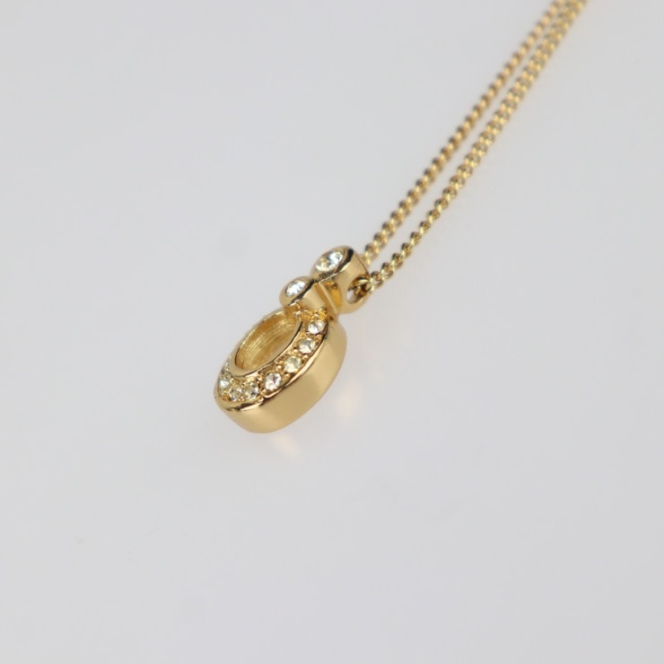 美品 Christian Dior クリスチャンディオール ネックレス - ネックレス メタル ゴールド ラインストーン CDロゴ【本物保証】