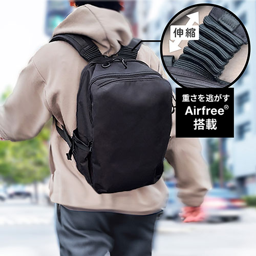 Freelite 多機能リュック 軽く感じる機能を搭載 脱着可能なポーチ付属 ブラック