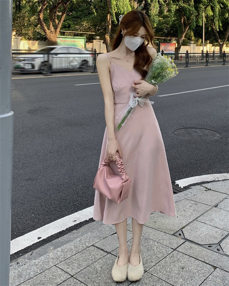 【着用レビュー】トップス ワンピース レディース 韓国 ニット セーター キャミソールワンピース キャミワンピ ロング丈 長袖 Vネック Aライン 切り替え 裾フレア ゆったり かわいい 大人可愛い